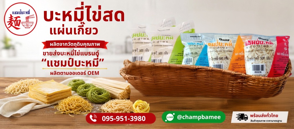 โรงงานผลิตบะหมี่ แผ่นเกี๊ยว ขายส่ง
